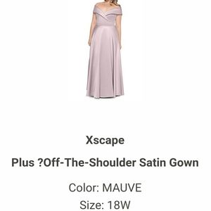 Xscape Off-the-Shoulder Satin Gown Dress